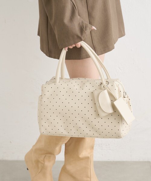 mystic(ミスティック)の「サイドポケットボストンBAG(ボストンバッグ・レディース・ブラウン/アイボリー・ONE SIZE)」の5枚目の写真