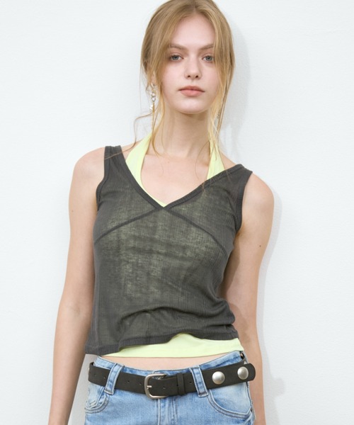 Rohwel(ローウェル)の「Layered Bustier Tops / レイヤードビスチェトップス(タンクトップ・レディース・ミント/ホワイト/イエロー/パープル・FREE)」の22枚目の写真