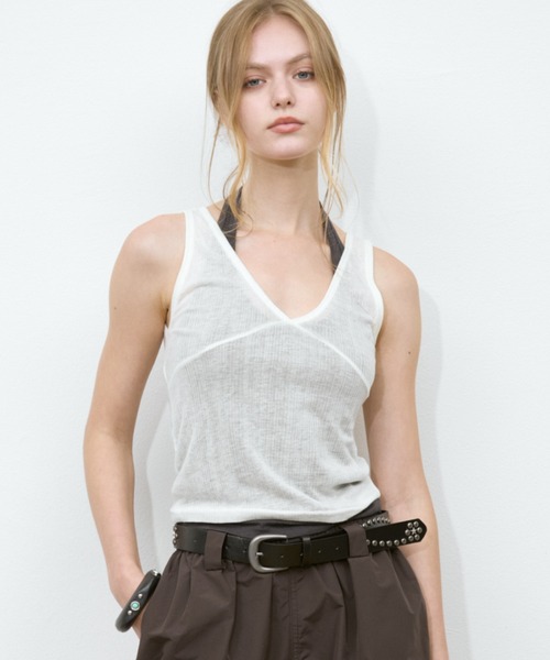 Rohwel(ローウェル)の「Layered Bustier Tops / レイヤードビスチェトップス(タンクトップ・レディース・ミント/ホワイト/イエロー/パープル・FREE)」の11枚目の写真