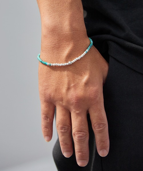 SunKu(サンク)の「SunKu/サンク Turquoise & Silver Peace Hook Bracelet ターコイズ シルバー ピース フック ブレスレット メンズ レディース 2026年 夏 夏服(ブレスレット・メンズ・ターコイズブルー・FREE)」の1枚目の写真