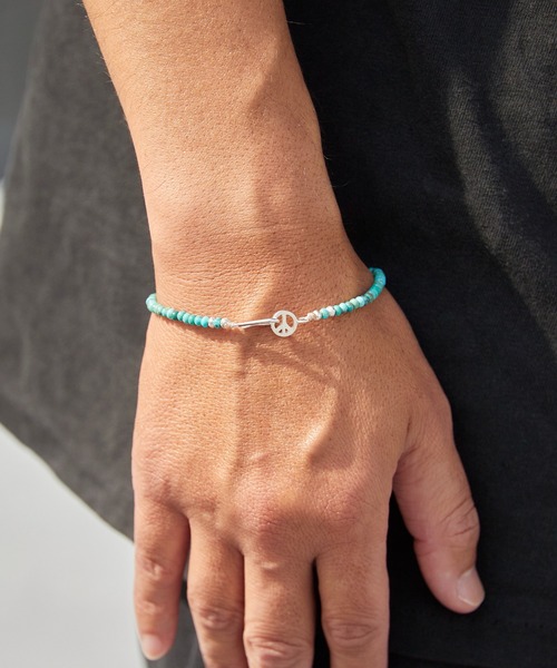 SunKu(サンク)の「SunKu/サンク Turquoise & Silver Peace Hook Bracelet ターコイズ シルバー ピース フック ブレスレット メンズ レディース 2026年 夏 夏服(ブレスレット・メンズ・ターコイズブルー・FREE)」の5枚目の写真