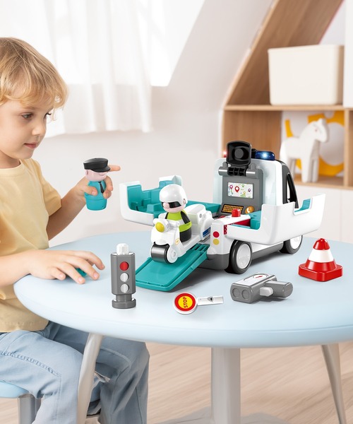 DADWAY(ダッドウェイ)の「【Hola Toys 】飛び出す白バイ!自分で走るパトカー(Tシャツ/カットソー・キッズ・ホワイト・ONE SIZE)」の5枚目の写真