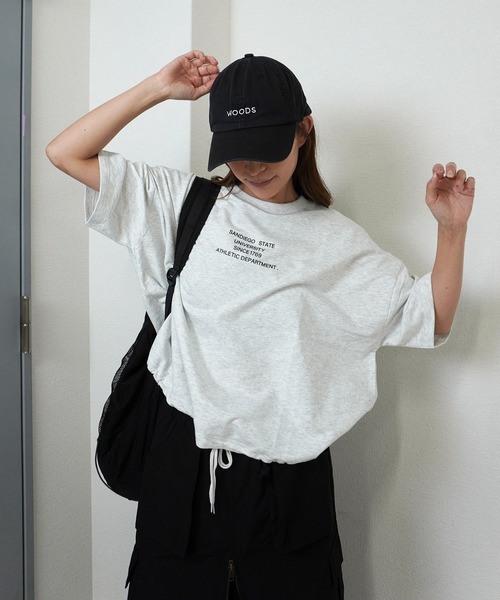 gossara(ゴサラ)の「【メンズライクなゆるさを楽しむ】 サンディエゴロゴミニ裏毛T(Tシャツ/カットソー・レディース・ネイビー/ブラウン/オートミール・FREE)」の9枚目の写真