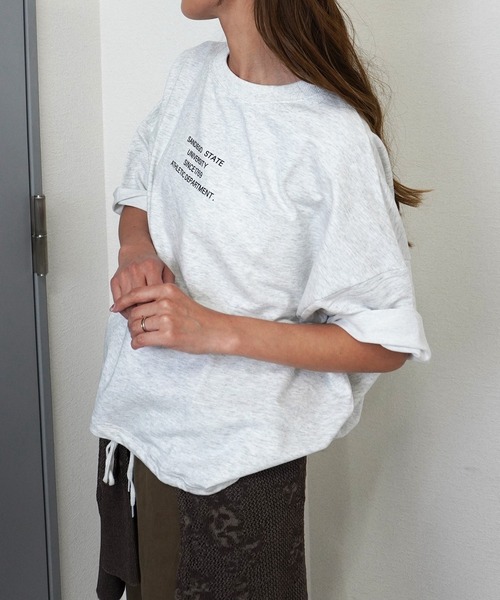 gossara(ゴサラ)の「【メンズライクなゆるさを楽しむ】 サンディエゴロゴミニ裏毛T(Tシャツ/カットソー・レディース・ネイビー/ブラウン/オートミール・FREE)」の5枚目の写真