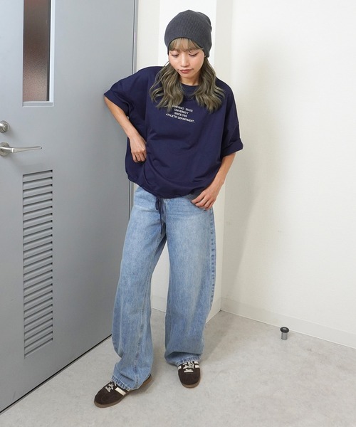 gossara(ゴサラ)の「【メンズライクなゆるさを楽しむ】 サンディエゴロゴミニ裏毛T(Tシャツ/カットソー・レディース・ネイビー/ブラウン/オートミール・FREE)」の19枚目の写真