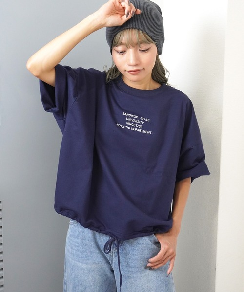 gossara(ゴサラ)の「【メンズライクなゆるさを楽しむ】 サンディエゴロゴミニ裏毛T(Tシャツ/カットソー・レディース・ネイビー/ブラウン/オートミール・FREE)」の15枚目の写真