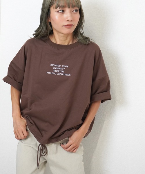 gossara(ゴサラ)の「【メンズライクなゆるさを楽しむ】 サンディエゴロゴミニ裏毛T(Tシャツ/カットソー・レディース・ネイビー/ブラウン/オートミール・FREE)」の22枚目の写真