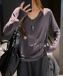 【26年秋冬新作】ルーズVネックベーシックロンT