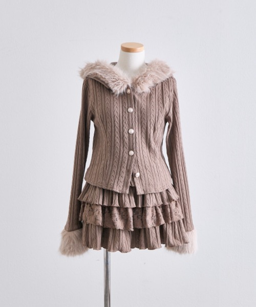 OLIVE des OLIVE（オリーブデオリーブ）の「ケーブルティアードミニスカート（スカート・レディース・モカ/オフホワイト/ピンク/ブラック/サックスブルー・FREE）」の9枚目の写真
