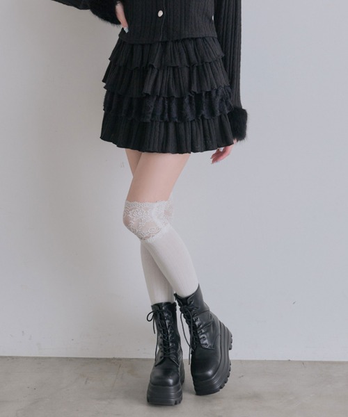 OLIVE des OLIVE（オリーブデオリーブ）の「ケーブルティアードミニスカート（スカート・レディース・モカ/オフホワイト/ピンク/ブラック/サックスブルー・FREE）」の12枚目の写真