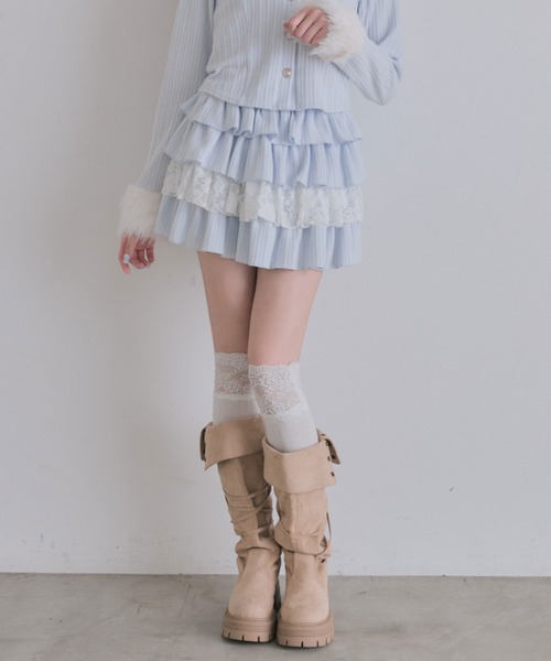 OLIVE des OLIVE（オリーブデオリーブ）の「ケーブルティアードミニスカート（スカート・レディース・モカ/オフホワイト/ピンク/ブラック/サックスブルー・FREE）」の14枚目の写真
