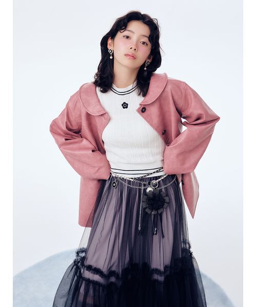 LILY BROWN(リリーブラウン)の「【LILY BROWN×MARY QUANT】2連チェーンベルト(ベルト・レディース・ブラック/ホワイト・F)」の4枚目の写真