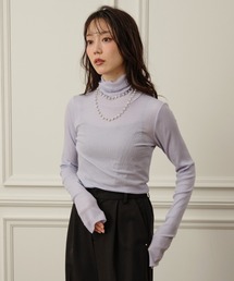 【カシミヤシルク】リブハイネックプルオーバー