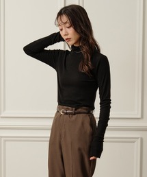 【カシミヤシルク】リブハイネックプルオーバー