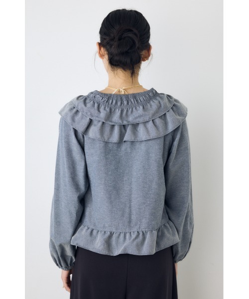 AZUL by moussy(アズールバイマウジー)の「【身長/骨格別着用画像あり】フロントホックラッフルブラウス 春服 秋服 長袖(シャツ/ブラウス・レディース・ブルー/アイボリー/ブラック・FREE)」の20枚目の写真