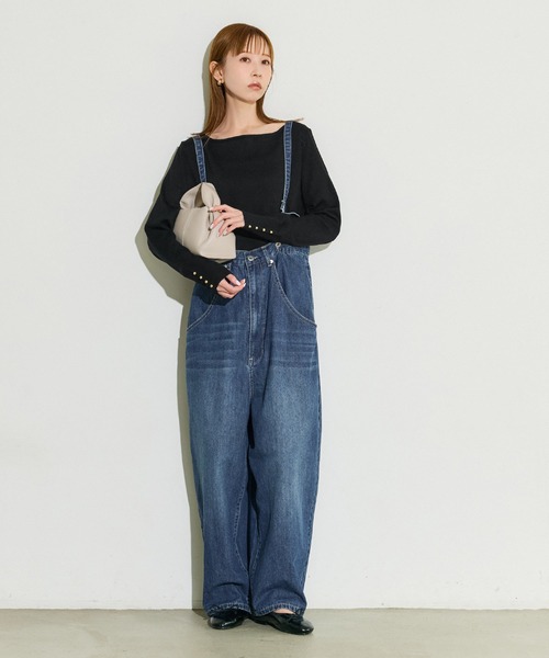coca(coca)(コカ)の「袖金ボタンボートネックニットトップス【西山茉希様着用】(ニット/セーター・レディース・ダークブラウン/グレー/ブラック/アイボリー・M/L/S)」の7枚目の写真
