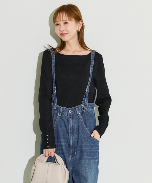 coca(coca)(コカ)の「袖金ボタンボートネックニットトップス【西山茉希様着用】(ニット/セーター・レディース・ダークブラウン/グレー/ブラック/アイボリー・M/L/S)」の9枚目の写真