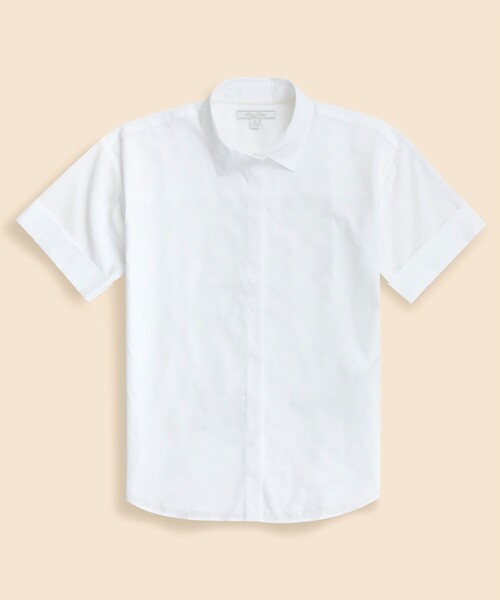 BROOKS BROTHERS（ブルックスブラザーズ）の「コットン　ドロップショルダー　ショートスリーブシャツ　Classic Fit（シャツ/ブラウス・レディース・ホワイト・SMALL/X-SMALL/LARGE/MEDIUM）」の6枚目の写真