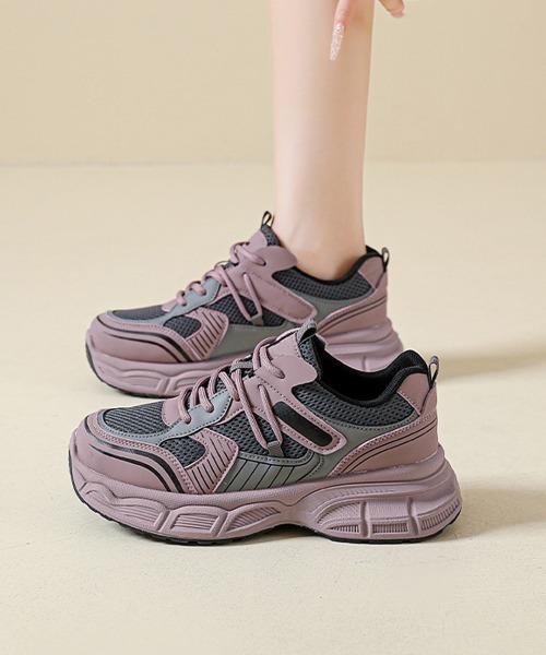 Miniministore(ミニミニストア)の「厚底スニーカー ダッドスニーカー 韓国風(スニーカー・レディース・シルバー/パープル・24.5cm/24.0cm/23.5cm/23.0cm/22.5cm/25.0cm)」の7枚目の写真