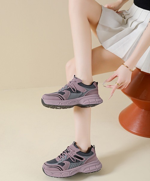 Miniministore(ミニミニストア)の「厚底スニーカー ダッドスニーカー 韓国風(スニーカー・レディース・シルバー/パープル・24.5cm/24.0cm/23.5cm/23.0cm/22.5cm/25.0cm)」の8枚目の写真