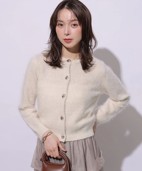 Mystrada(マイストラーダ)の「ふわふわラメニットカーディガン(ニット/セーター・レディース・ピンク/キャメル/オフホワイト・38)」の5枚目の写真