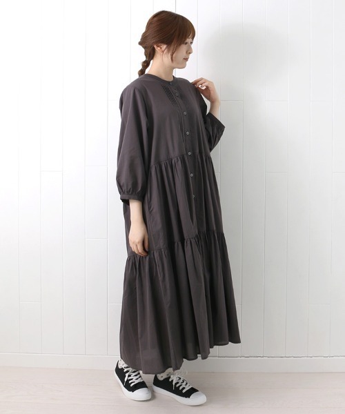 Bleu Bleuet(ブルーブルーエ)の「コットンティアードワンピース(ワンピース・レディース・チャコール/イエロー/オレンジ・M)」の1枚目の写真