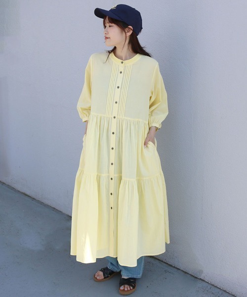 Bleu Bleuet(ブルーブルーエ)の「コットンティアードワンピース(ワンピース・レディース・チャコール/イエロー/オレンジ・M)」の12枚目の写真