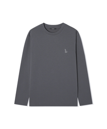 男性分とベーシック犬ラウンド長袖Tシャツ (DK-GREY) (HCRLT30)