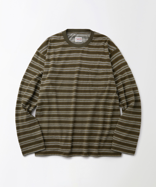 OUTSTANDING(アウトスタンディング)の「MULTI STRIPE POCKET LONG SLEEVE_YELLOW/OLIVE(Tシャツ/カットソー・メンズ・その他・SMALL/MEDIUM/LARGE)」の1枚目の写真