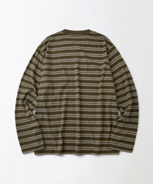 OUTSTANDING(アウトスタンディング)の「MULTI STRIPE POCKET LONG SLEEVE_YELLOW/OLIVE(Tシャツ/カットソー・メンズ・その他・SMALL/MEDIUM/LARGE)」の2枚目の写真