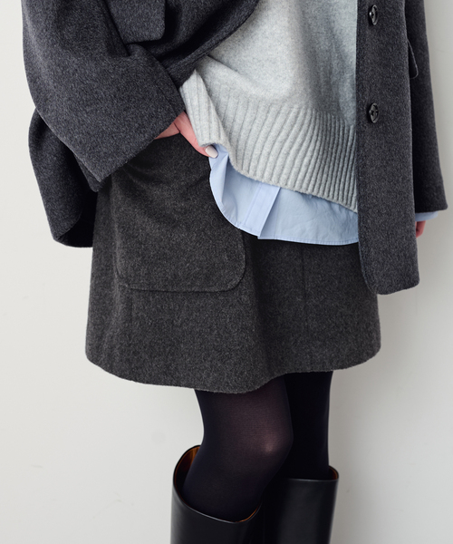 SLOBE IENA(スローブイエナ)の「ウールポケットミニスカート(スカート・レディース・チャコールグレー・36/38)」の5枚目の写真