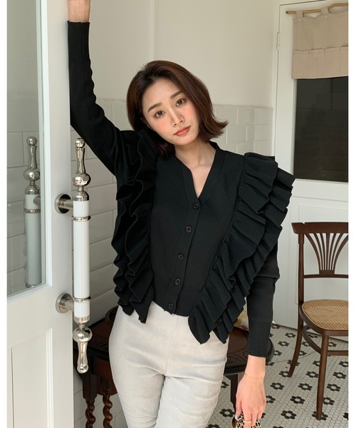 BIRTHDAY BASH(バースデイバッシュ)の「BB FRILL CARDIGAN(BBフリルカーディガン)(カーディガン/ボレロ・レディース・ホワイト/ブラック/イエロー・FREE)」の17枚目の写真