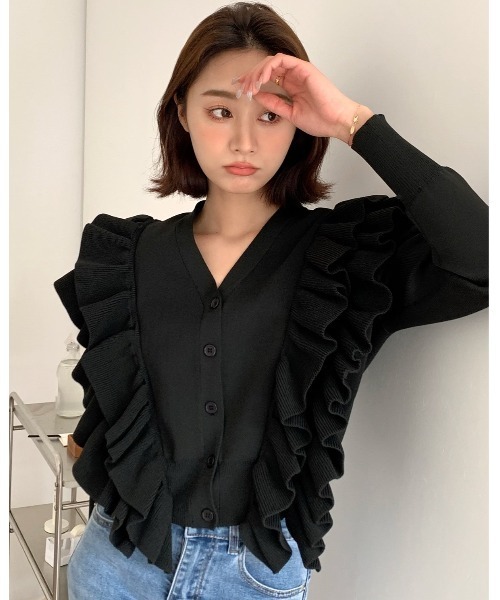 BIRTHDAY BASH(バースデイバッシュ)の「BB FRILL CARDIGAN(BBフリルカーディガン)(カーディガン/ボレロ・レディース・ホワイト/ブラック/イエロー・FREE)」の19枚目の写真