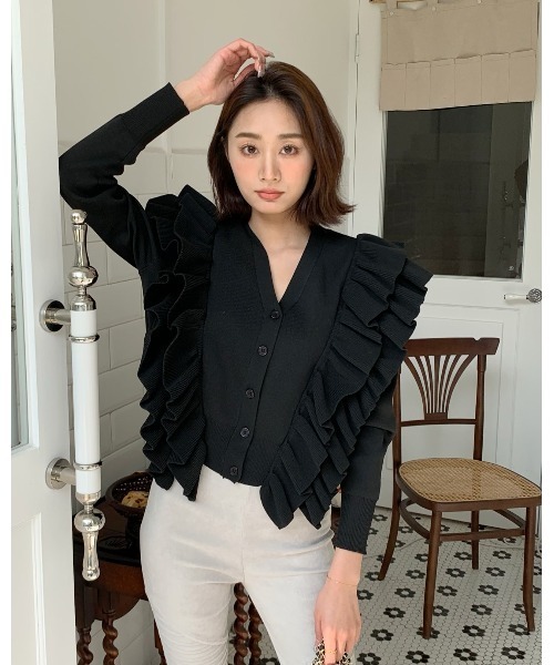 BIRTHDAY BASH(バースデイバッシュ)の「BB FRILL CARDIGAN(BBフリルカーディガン)(カーディガン/ボレロ・レディース・ホワイト/ブラック/イエロー・FREE)」の22枚目の写真