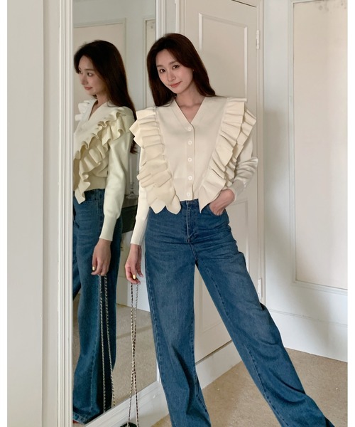 BIRTHDAY BASH(バースデイバッシュ)の「BB FRILL CARDIGAN(BBフリルカーディガン)(カーディガン/ボレロ・レディース・ホワイト/ブラック/イエロー・FREE)」の13枚目の写真