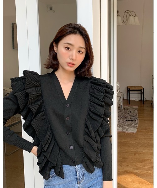 BIRTHDAY BASH(バースデイバッシュ)の「BB FRILL CARDIGAN(BBフリルカーディガン)(カーディガン/ボレロ・レディース・ホワイト/ブラック/イエロー・FREE)」の20枚目の写真