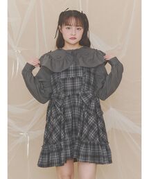 サイドリボンチェックミニワンピース