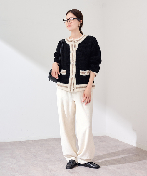 FRAMeWORK（フレームワーク）の「≪一部カラーWEB限定 / ≫BICOLOR CARDIGAN（カーディガン/ボレロ・レディース・グレー/ブラック/ベージュ・FREE）」の4枚目の写真