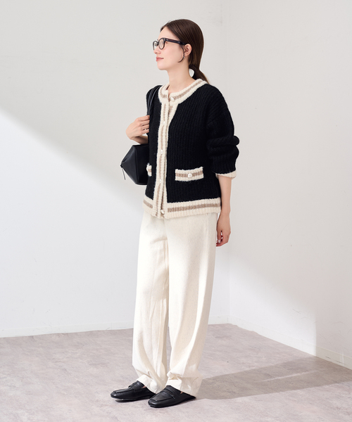 FRAMeWORK（フレームワーク）の「≪一部カラーWEB限定 / ≫BICOLOR CARDIGAN（カーディガン/ボレロ・レディース・グレー/ブラック/ベージュ・FREE）」の5枚目の写真