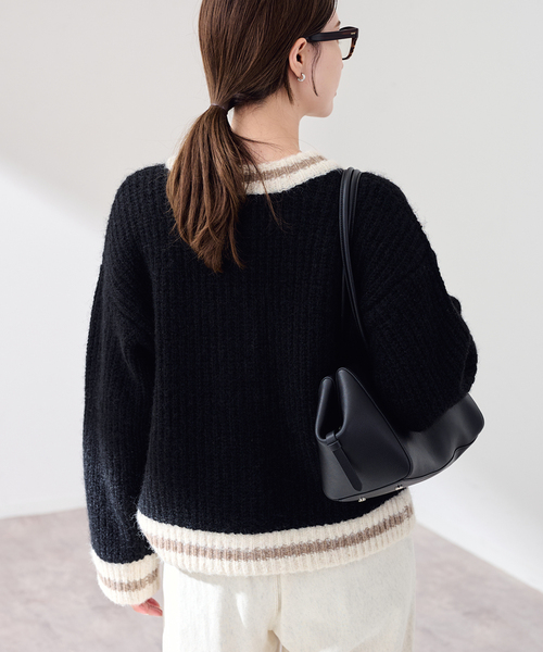 FRAMeWORK（フレームワーク）の「≪一部カラーWEB限定 / ≫BICOLOR CARDIGAN（カーディガン/ボレロ・レディース・グレー/ブラック/ベージュ・FREE）」の9枚目の写真