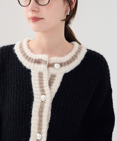 FRAMeWORK（フレームワーク）の「≪一部カラーWEB限定 / ≫BICOLOR CARDIGAN（カーディガン/ボレロ・レディース・グレー/ブラック/ベージュ・FREE）」の10枚目の写真