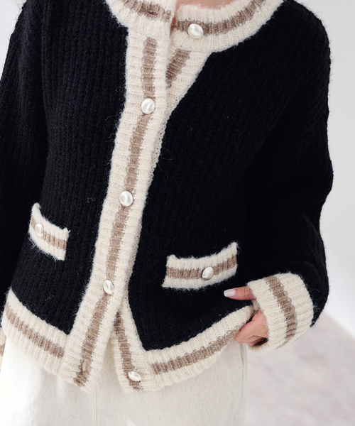 FRAMeWORK（フレームワーク）の「≪一部カラーWEB限定 / ≫BICOLOR CARDIGAN（カーディガン/ボレロ・レディース・グレー/ブラック/ベージュ・FREE）」の11枚目の写真