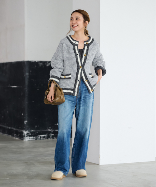FRAMeWORK（フレームワーク）の「≪一部カラーWEB限定 / ≫BICOLOR CARDIGAN（カーディガン/ボレロ・レディース・グレー/ブラック/ベージュ・FREE）」の12枚目の写真