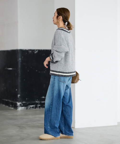 FRAMeWORK（フレームワーク）の「≪一部カラーWEB限定 / ≫BICOLOR CARDIGAN（カーディガン/ボレロ・レディース・グレー/ブラック/ベージュ・FREE）」の13枚目の写真