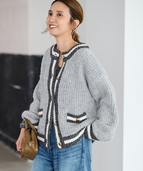 FRAMeWORK（フレームワーク）の「≪一部カラーWEB限定 / ≫BICOLOR CARDIGAN（カーディガン/ボレロ・レディース・グレー/ブラック/ベージュ・FREE）」の16枚目の写真