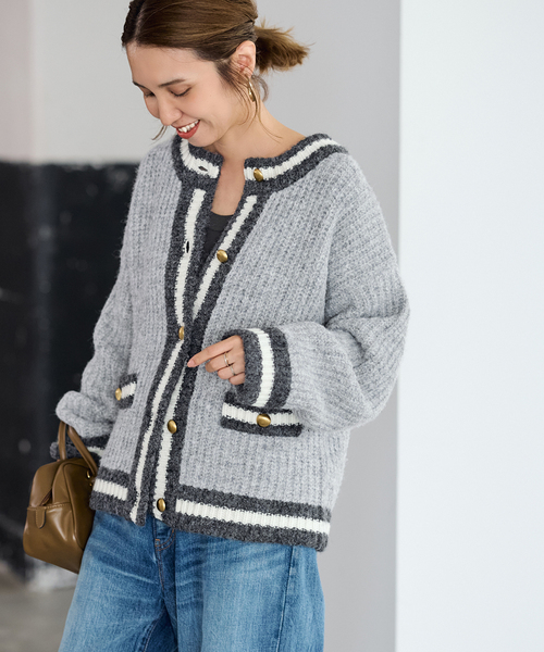 FRAMeWORK（フレームワーク）の「≪一部カラーWEB限定 / ≫BICOLOR CARDIGAN（カーディガン/ボレロ・レディース・グレー/ブラック/ベージュ・FREE）」の17枚目の写真