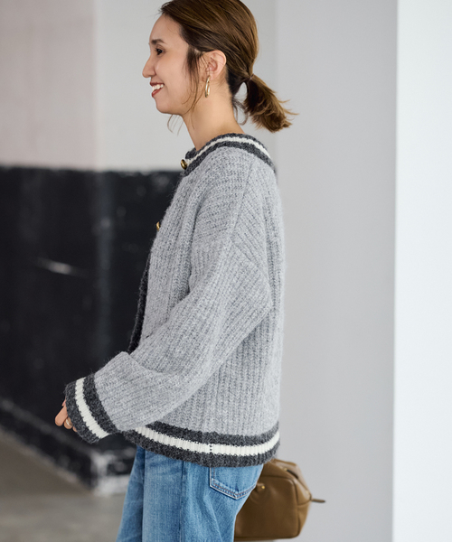 FRAMeWORK（フレームワーク）の「≪一部カラーWEB限定 / ≫BICOLOR CARDIGAN（カーディガン/ボレロ・レディース・グレー/ブラック/ベージュ・FREE）」の18枚目の写真