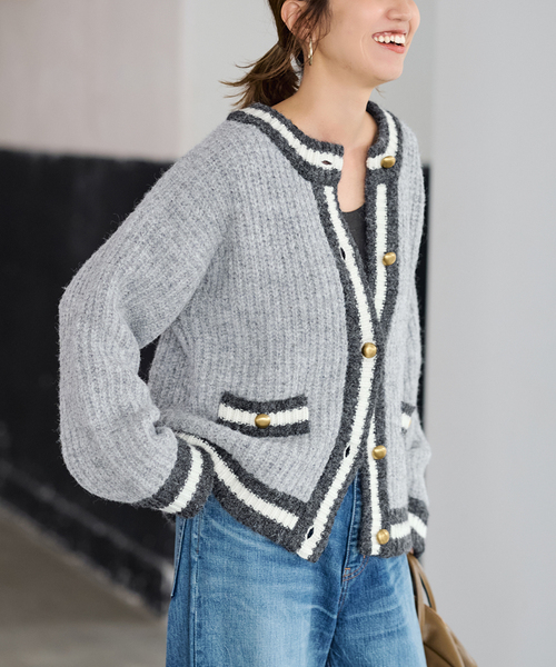 FRAMeWORK（フレームワーク）の「≪一部カラーWEB限定 / ≫BICOLOR CARDIGAN（カーディガン/ボレロ・レディース・グレー/ブラック/ベージュ・FREE）」の19枚目の写真