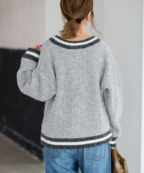 FRAMeWORK（フレームワーク）の「≪一部カラーWEB限定 / ≫BICOLOR CARDIGAN（カーディガン/ボレロ・レディース・グレー/ブラック/ベージュ・FREE）」の20枚目の写真