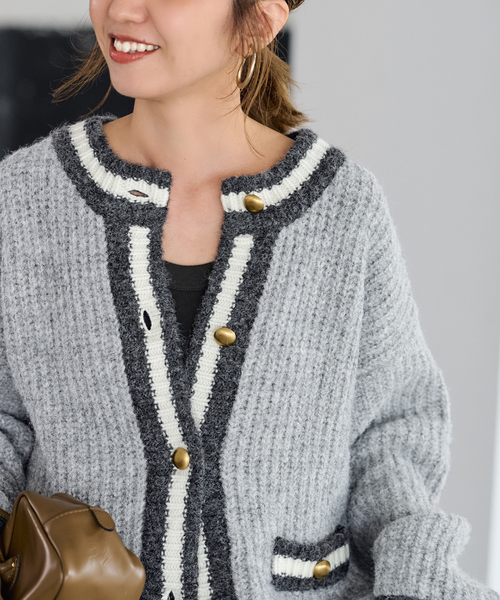FRAMeWORK（フレームワーク）の「≪一部カラーWEB限定 / ≫BICOLOR CARDIGAN（カーディガン/ボレロ・レディース・グレー/ブラック/ベージュ・FREE）」の21枚目の写真